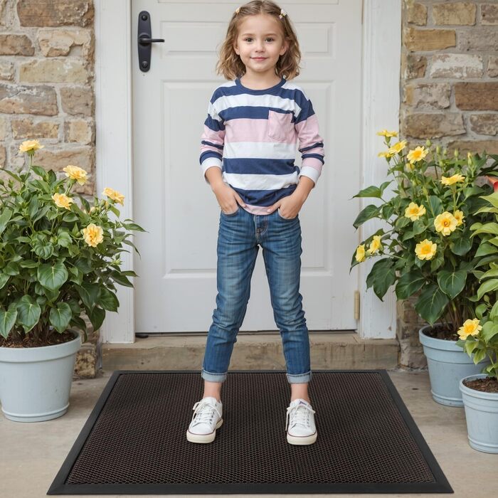 Килимок для дому та вулиці DEXI, водонепроникний, антиковзаючий, 90 x 150 см, коричневий