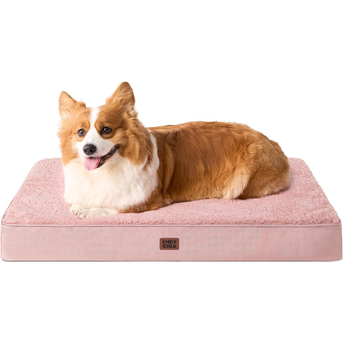 Ортопедичне ліжко для собак середніх порід EHEYCIGA 89x58x9 см, м'яке, миється, рожеве