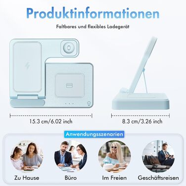 Бездротова зарядна станція 3-в-1 15W для iPhone 17 Pro Max Plus/16/15/14/13, Apple Watch Ultra 3/10/9/8/SE, AirPods Pro 4/3/2 – Рожева
