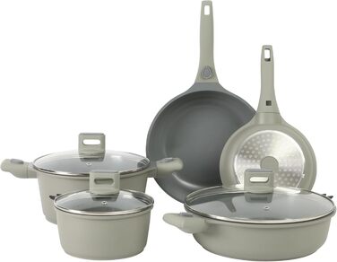 Набір кухонного посуду Sur La Table Kitchen Essentials 13 предметів, керамічне покриття, антипригарне, для індукційних плит, знімний ручка, зелений мох