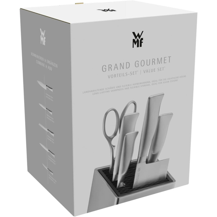 Кухонний ніж WMF Grand Gourmet Performance Cut, кований, спеціальна сталь, лезо 20 см (набір Asia 6 предметів), Made in Germany