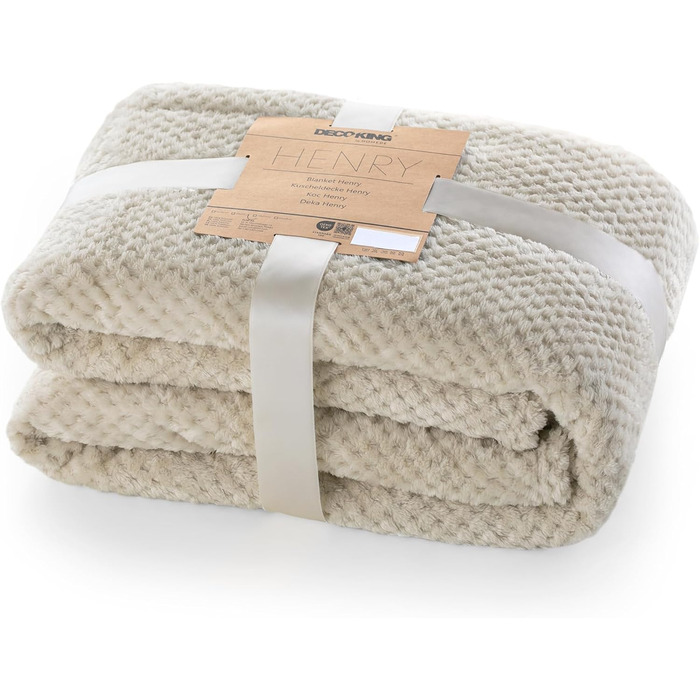 Плед DecoKing 70x150 см, кавовий, мікрофібра, теплий та м'який, скандинавський стиль