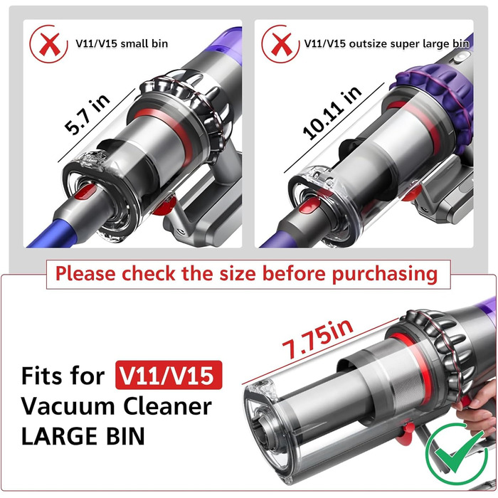 Замінний контейнер для пилу Dyson V11 V15 SV14 SV15 SV22 - аксесуар для пилососа, прозорий, надійний