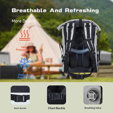 Рюкзак-холодильник Iculbag 35L для дорослих, 48 банок, складний, армійний зелений (сірий), для пляжу, кемпінгу та подорожей