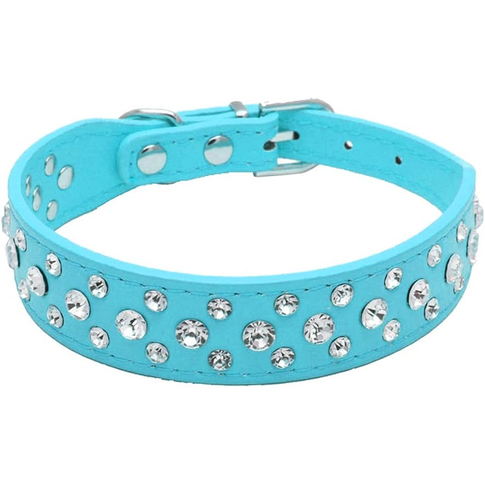 Нашийник для собак з екошкіри з блискітками, розмір M, блакитний