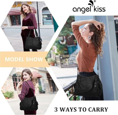 Сумка жіноча ZOCAI AngelKiss через плече, екошкіра, чорна, багатофункціональна, водонепроникна