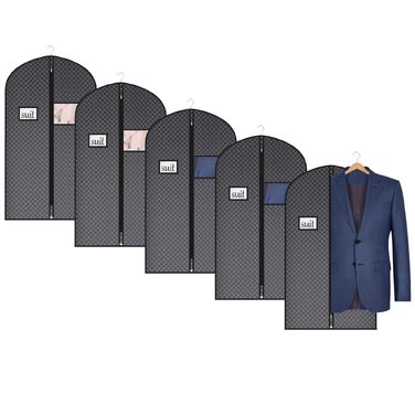 Чохол для одягу та костюмів Univivi, 60x102 см, чорний, комплект 5 шт.