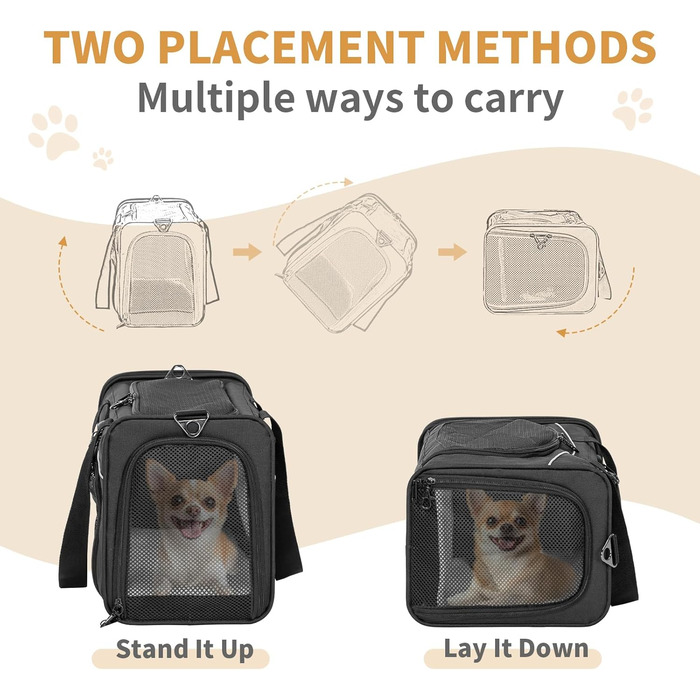 Транспортна сумка для кота та собаки Petsfit | Авіапереліт, авто та поїзд | Чорний, середній