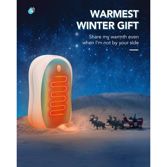 Електричні грілки для рук Cnkeeo, 2 шт. з роздільним магнітним з'єднанням, Powerbank USB, 3 режими нагріву, для активного відпочинку, риболовлі, полювання, чорно-білі (блакитні)