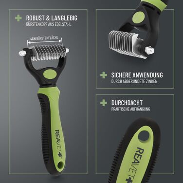 Щітка для собак та котів ReaVET для видалення підшерстя та повсті, масажний ефект, захист верхнього шару шерсті, розмір M-L (також XS-S)