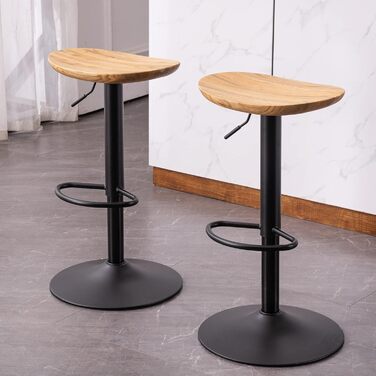 YOUNIKE Adjustable Bar Stools 2-Pack - Wooden Swivel Bar Height Stools with Footrest for Kitchen & Bar - Antique Brown