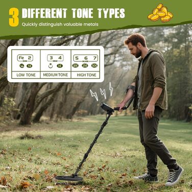 Металошукач з водонепроникною котушкою, регульована штанга, регульована довжина, чутливість та аудіо, легкий для дорослих та дітей, режими 'Всі метали', 'DISC', 'PP', LCD-дисплей