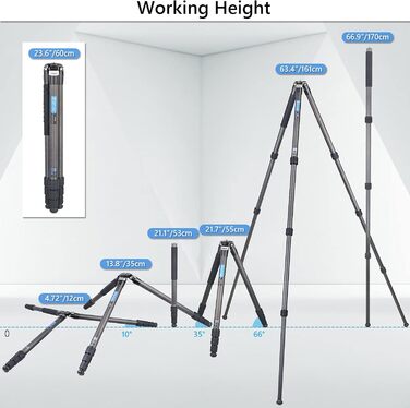 Штатив для камери ARTCISE з вуглецевого волокна з моноподом, 40 мм, для важкої техніки, 88 кг, CS80C