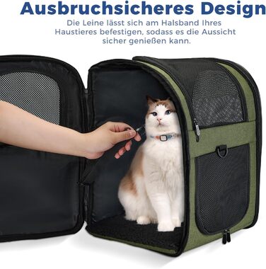 Рюкзак для собак та котів Apollo Walker - зручний та дихаючий рюкзак-переноска для малих тварин (2-15 кг), армійний колір