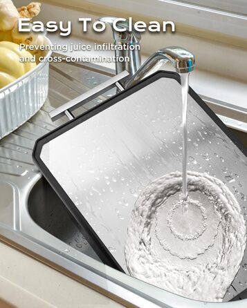 Нержавійна дошка для нарізання SNOWCLAD з пшеничного полова та поліпропілену, 40.6 x 27.9 см, велика, для м'яса, безпечна, для кухні, миється в посудомийній машині