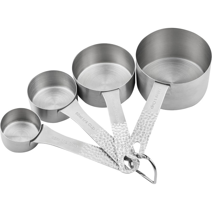 Smithcraft Measuring Cup and Spoon 16-Piece Set, 18/8 Stainless Steel, 4 Cups + 10 Spoons + 1 Leveler + 1 Equivalent, Silver