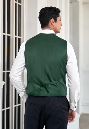 Елегантний жилет для чоловіків HISDERN: весільний, класичний, однотонний, бізнес, смокінг з кишенями (зелений, 4XL)