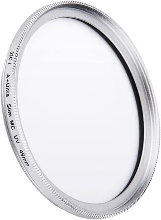 Фільтр JJC UV 49mm, ультратонкий, багатошарове покриття, захист від УФ-випромінювання, для об'єктивів Canon Sony DSLR з різьбою 49mm (Срібний)