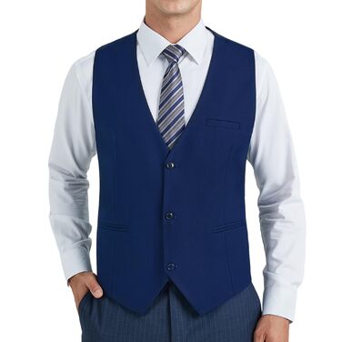 Костюмний жилет чоловічий HISDERN, темно-синій, бавовна, однотонний, V-подібний виріз, з кишенями, для вечірки, весілля, бізнесу