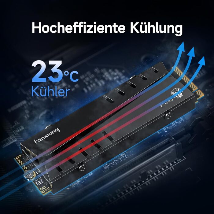 SSD накопичувач Fanxiang M2 2TB NVMe PCIe 4.0 з радіатором - 7400 МБ/с, 6800 МБ/с, для геймінгу та відеомонтажу