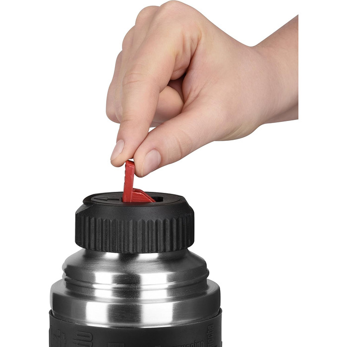 Emsa Senator Insulated Flask 515714 | Capacity: 1.0 L | 100 percent leak-proof | Silicone seal | Safe Loc closure | 12h hot or 24h cold | Black
