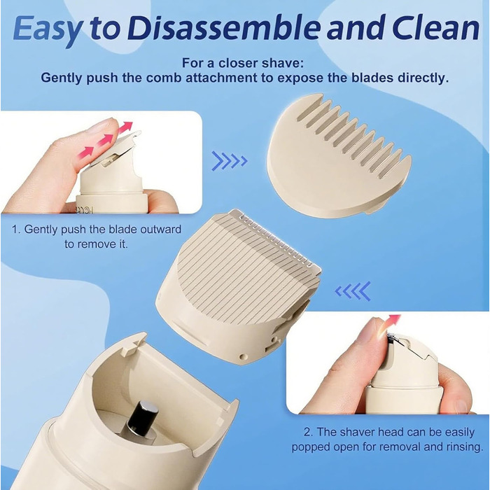 Електричний жіночий тример для тіла 2-в-1, IPX8, для бікіні-зони, обличчя та тіла, водонепроникний, для чутливої шкіри (білий)