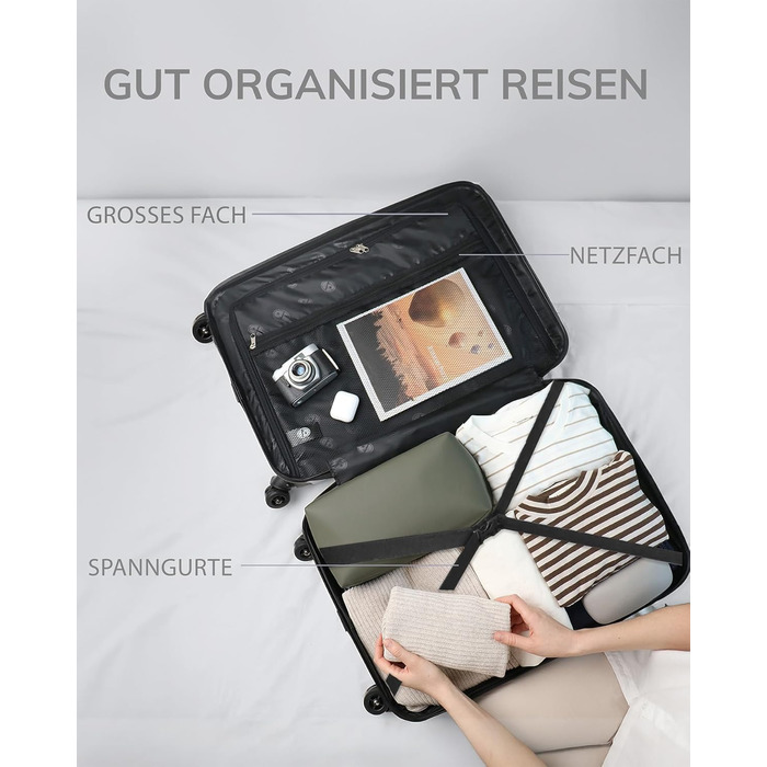 Набір валіз FERGÉ 3 шт. з жорстким корпусом та TSA-замком. Валізи-тролії (Handgepäck, L, XL). Жорсткий корпус, 4 колеса, полікарбонат, колір: Ivory-matt