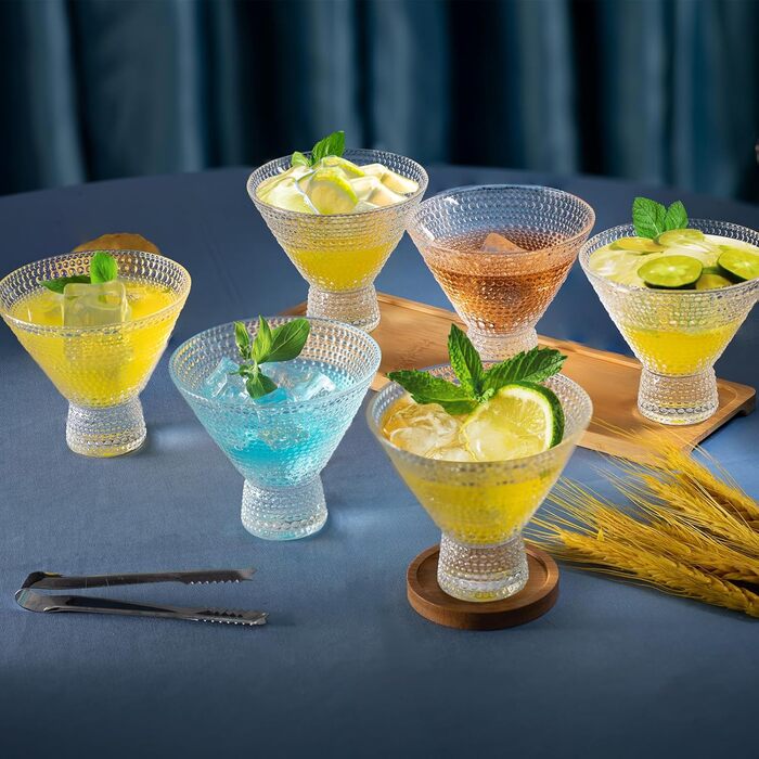 Набір келихів для Мартіні без ніжки 6 шт, 237 мл Martini - для Маргарити, Манхеттена, Космополітена, прозорі, для бару, можна мити в посудомийній машині