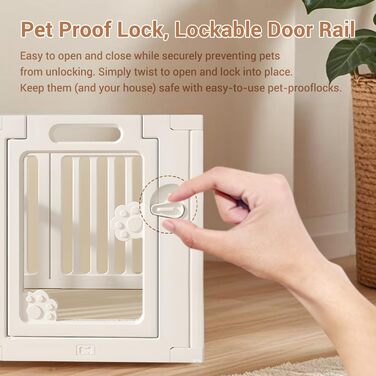 Клітка-загон для собак з дверима, безпечний загон для собак, цуценят, котів, кроликів, горностаїв, легка установка та очищення, пластиковий загон з анкерами та присосками для маленьких тварин 9+3: 150 x 150 см