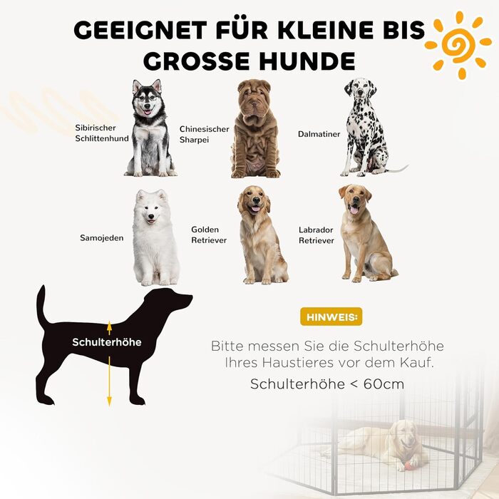 PawHut 2 шт. розширювальні панелі для огорожі для собак, 80 x 80 см, сталевий загін для цуценят та собак середніх розмірів, сірий (80 x 1,5 x 100 см)