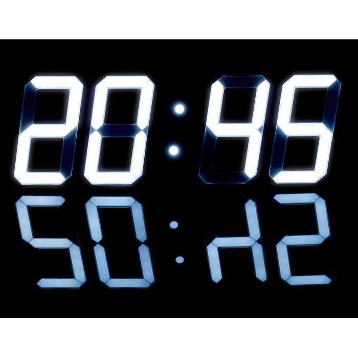 Lunartec Digital Clock Wall: Digital Jumbo LED Table & Wall Clock, 3D, Alarm Clock, Dimmable, 28 cm (Digital Clock for Placement, 3D Clock, Illuminated)
