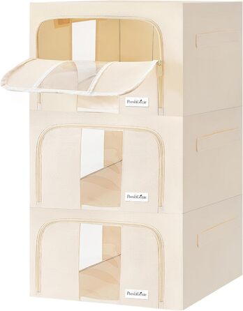 Органайзери для одягу Prestigénie (3 шт.) - мішки для зберігання одягу, ковдр та подушок, міцний матеріал, прозоре вікно, 24 л