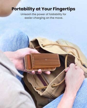 Бездротовий зарядний пристрій JoyGeek 3-в-1 для iPhone, Apple Watch, AirPods (з текстурою дерева)