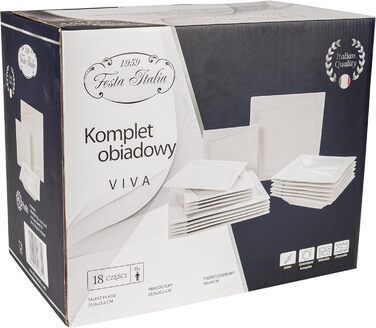 Сервіз посуду на 6 осіб, 18 предметів: тарілки з порцеляни, білий сервіз, набір тарілок та мисок, сучасний сервіз