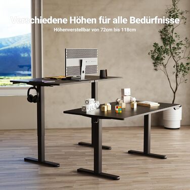 Claiks Electric Height Adjustable Desk 140x70cm - Standing Desk with Cable Management, Memory Function & Ergonomic Design (FSC® Certified)