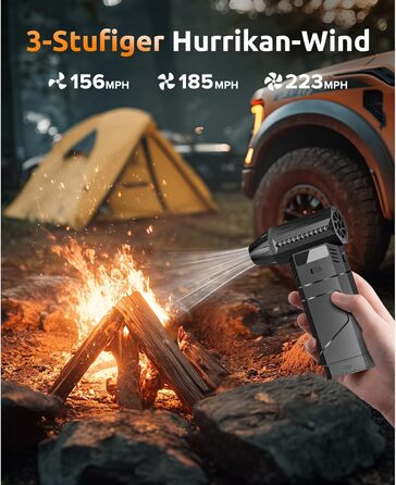 Електричний пилодув Luftduster з акумулятором 8000mAh, 220g повітряного потоку, 2 насадки, LED, для ПК, клавіатури, авто та електроніки (Чорний)