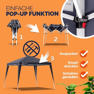 CASARIA® Capri Pavilion 3x3m Pop-Up UV Protection 50+ Waterproof Winter-Proof with Bag Foldable Stable Camping Garden Pop-Up Pavilion Party Tent Anthracite