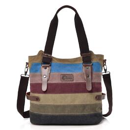Сумка жіноча CHEREEKI Canvas багатокольорові смуги через плече, велика шопер-сумка для покупок, повсякденна сумка-хобо