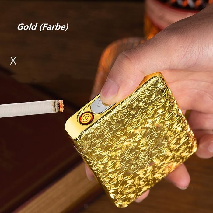 Електронне запальничкове кейс для сигарет (84 мм) на 16 сигарет, золотий