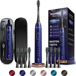 Електрична зубна щітка Wagner Stern IntelliBrush Series Whitening з датчиком тиску, 4 режими чищення, 3 інтенсивності, 8 насадок та дорожній футляр (Ozeanblau)