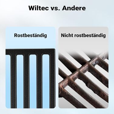 Решітка для гриля Wiltec з чавуну 29 x 38 см, підходить для вугільного та газового гриля, для приготування барбекю, емальована, квадратна