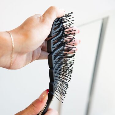 FRAMAR Щітка для волосся без заплутування - щітка для волосся, фен-щітка, щітка для сушіння, жіноча щітка, щітка для мокрого волосся, розпушувальна щітка для довгого волосся, щітка для сушіння, щітка з вентиляцією (Flex - Black)