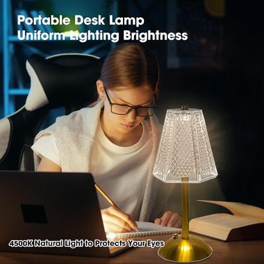 Настільна лампа Starnearby бездротова LED акумуляторна, золота, диммована сенсорна, 2 шт. для спальні, ресторану, офісу