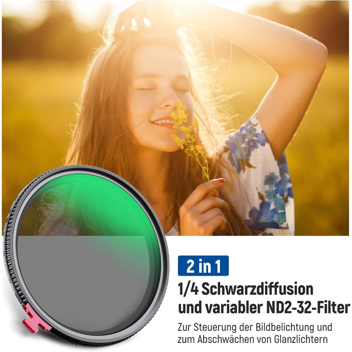 NEEWER 72mm Дифузор та ND-фільтр 2-в-1: ND2-ND32, HD, водовідштовхувальний, анти-дряпання, без X Cross