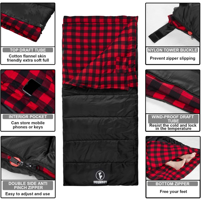 Спальний мішок фланелевий теплий 3-4 сезони XXL з бавовняним підкладом для дорослих, відпочинку на природі, риболовлі, кемпінгу, походів, легкий для дому та вулиці. Синій з наповнювачем 2lbs (Червоний з наповнювачем 2lbs)