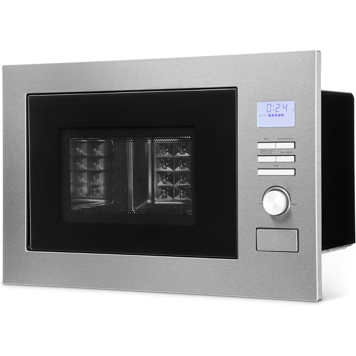 Вбудована мікрохвильова піч Bomann MWG 3001 H EB inox Silber з грилем та конвекцією | 60 см | 900 Вт | 25 л