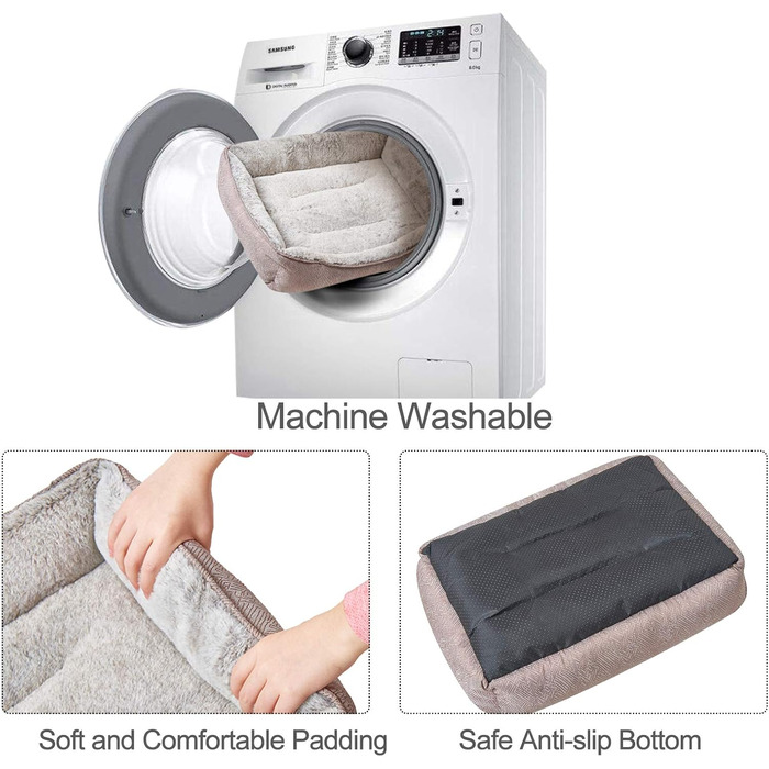 Крісло-лежанка для собак та котів Joyelf, миюче, заспокійливе, анти-стрес, м'яке, плюшеве, для цуценят, кошенят та маленьких собак, прямокутне (81x58 см, колір кава)