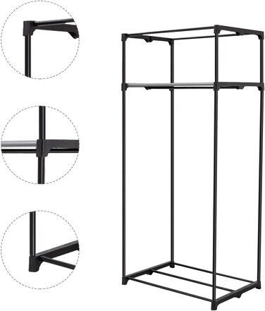 RELAX4LIFE Wardrobe with Metal Frame, Fabric Closet with Large Storage Space, Folding Wardrobe with Cover, Textile Closet with Non-Slip Feet, Folding Clothes Closet Fabric Closet (Black)