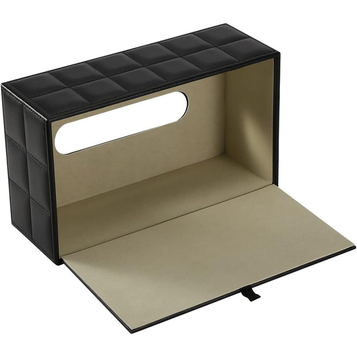 KINGFOM™ Rectangular Leather Cosmetic Tissue Box for Home/Office/Car (Black)