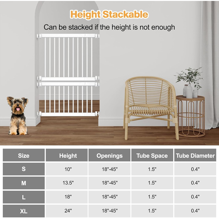 Коротка перегородка для собак Fldofaves, 45-115 см, для дому, висота 35 см, розширювана, з 3 подовжувачами (25 см)